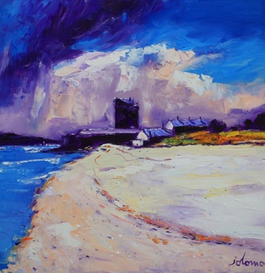 Rain passing Broughty Ferry Castle 24x24